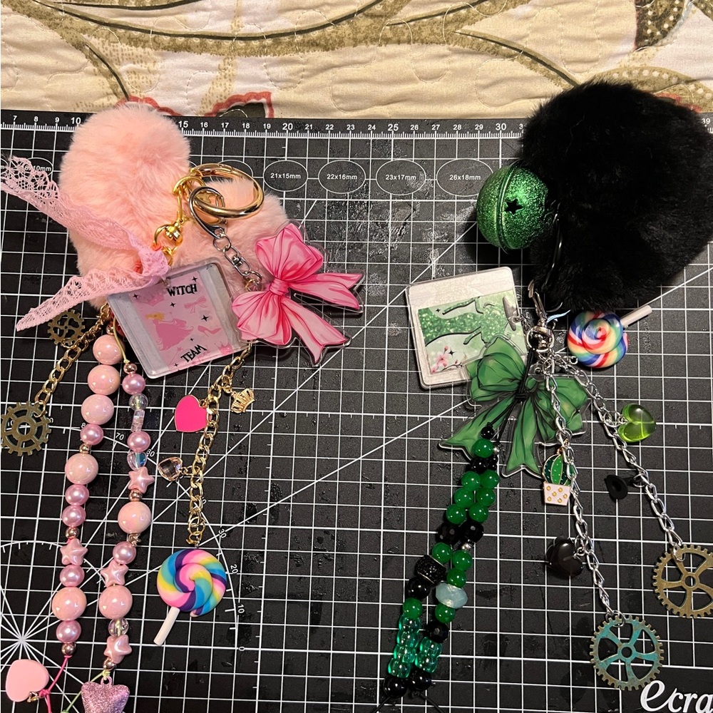 Wick Green and Black Bag Charm Keychain